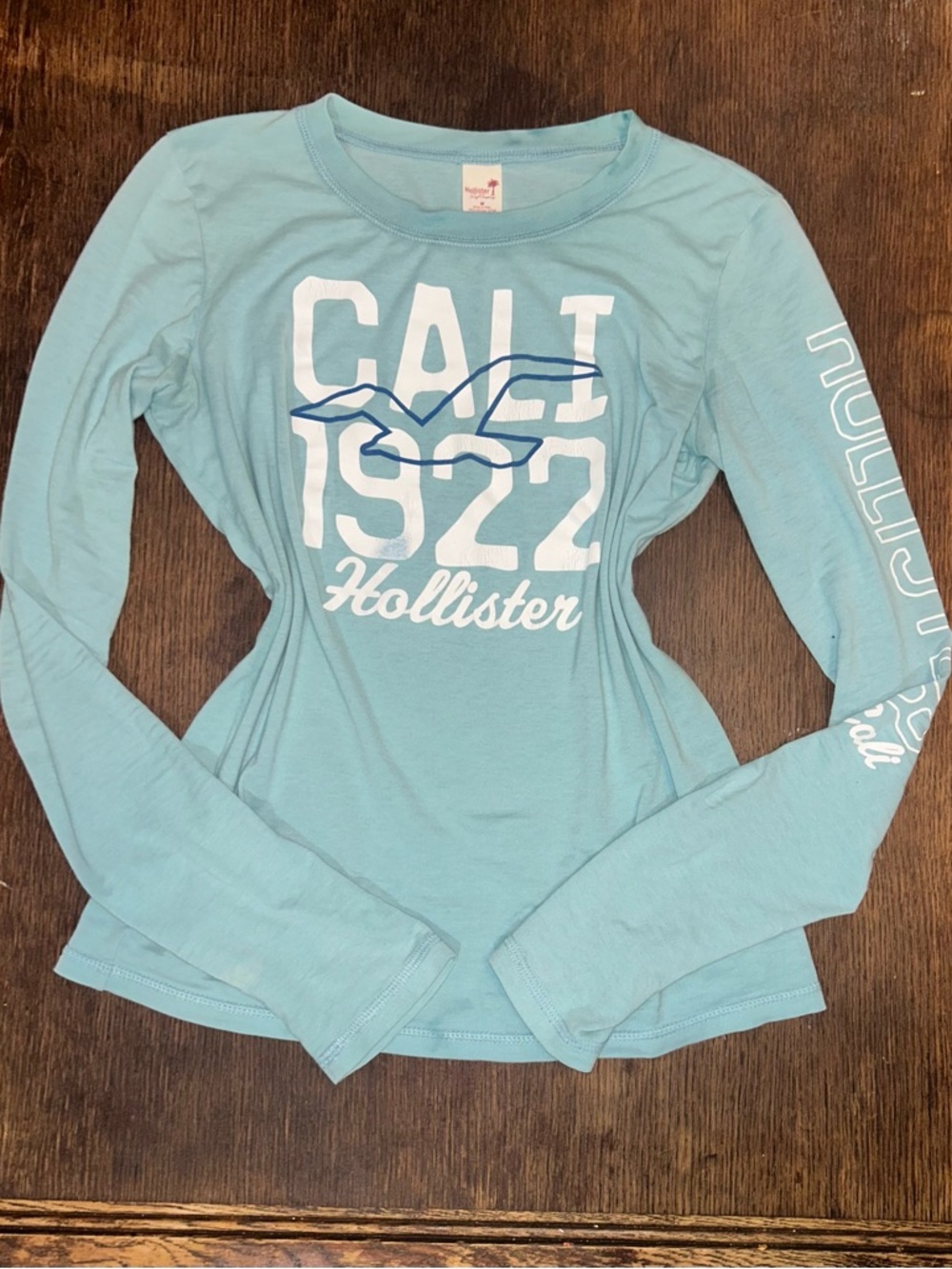 Hollister Light Blue Long-Sleeve CALI 1922 Graphic Tee